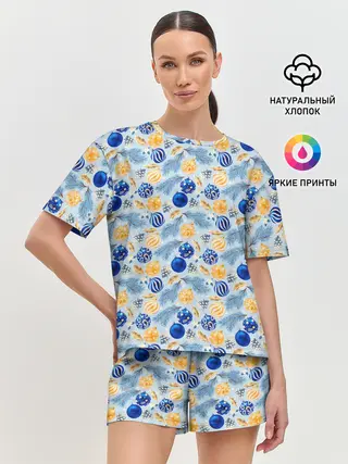Женская пижама с шортами / Новогодние Украшения