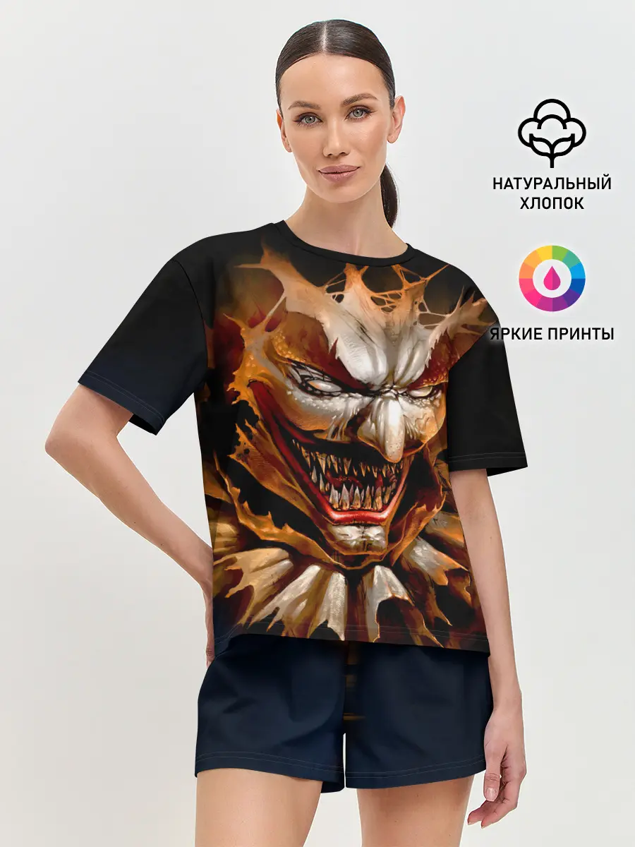 Женская пижама с шортами / Улыбка смерти в Хэллоуин