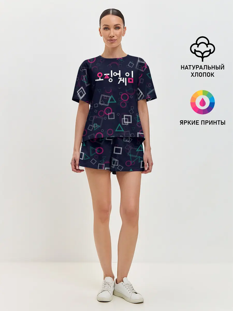 Женская пижама с шортами / ЛОГОТИП | ИГРА В КАЛЬМАРА