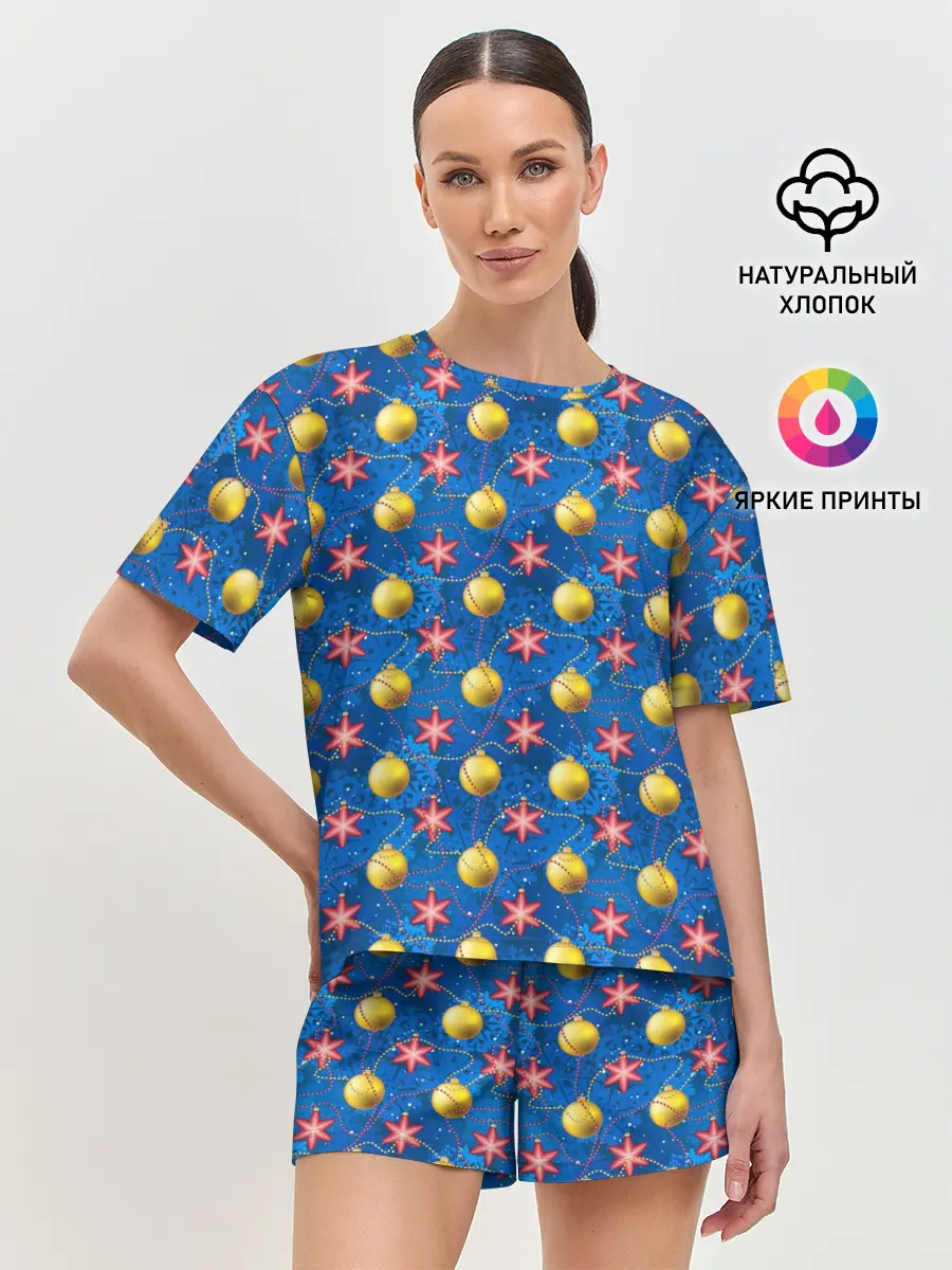 Женская пижама с шортами / Праздничное Новогоднее Украшение