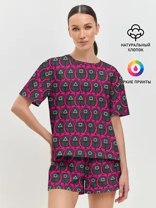 Женская пижама с шортами / ИГРА В КАЛЬМАРА, МНОГО СТРАЖНИКОВ
