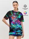 Женская пижама с шортами / Неоновая ведьма с волком