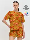 Женская пижама с шортами / Хохломские узоры