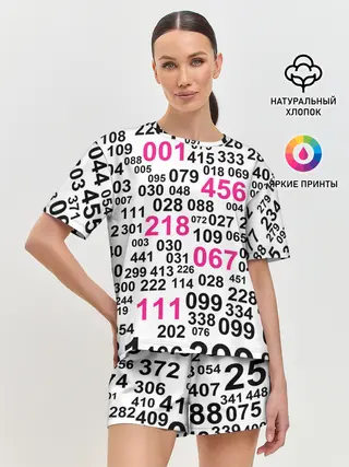 Женская пижама с шортами / ИГРА В КАЛЬМАРА, ЧИСЛА ИГРОКОВ