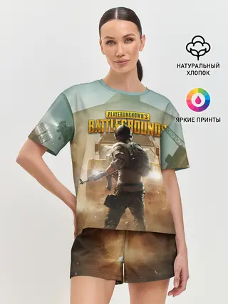 Женская пижама с шортами / PUBG СОЛДАТ В ШЛЕМЕ | ПАБГ