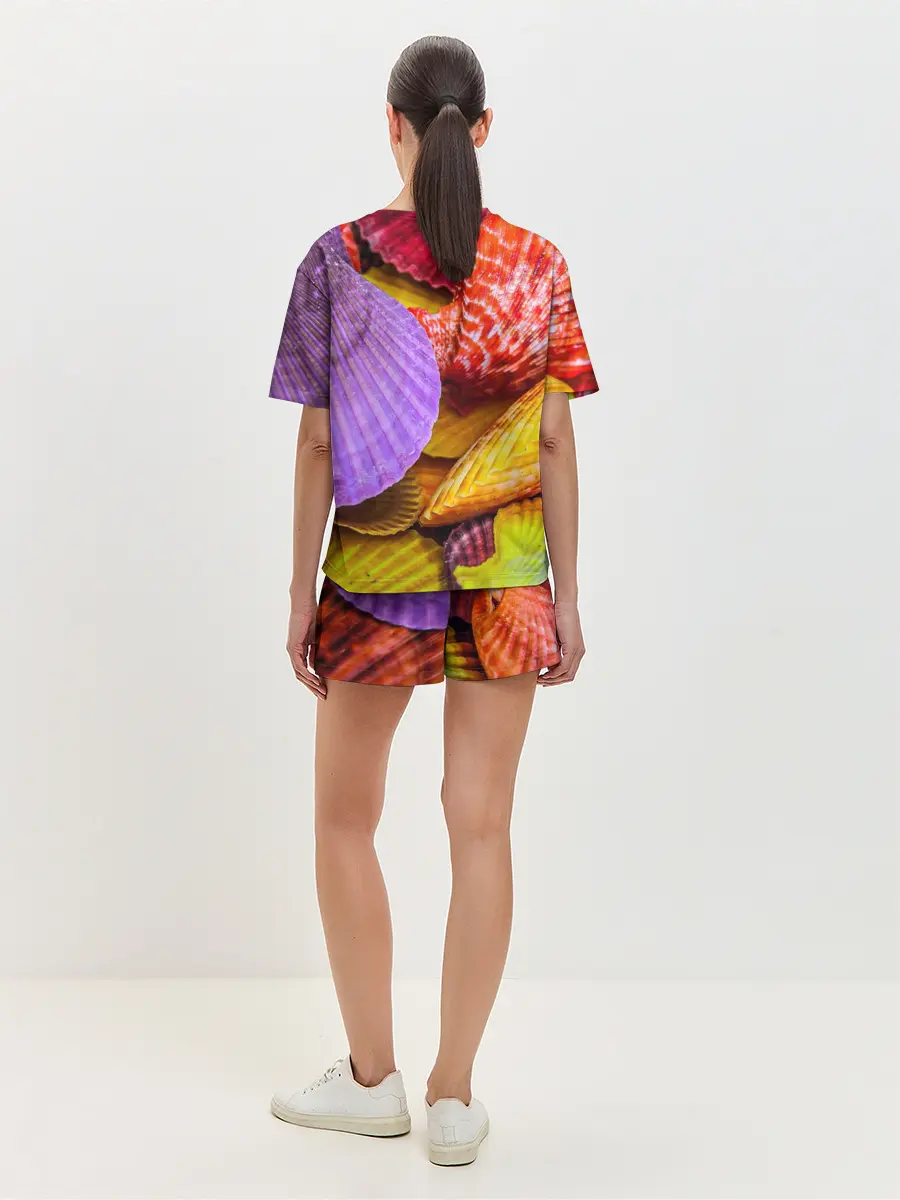 Женская пижама с шортами / Разноцветные ракушки multicolored seashells