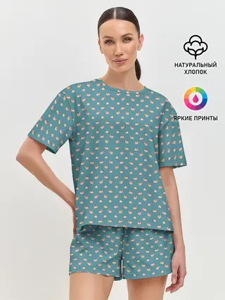 Женская пижама с шортами / Паттерн хомячков