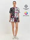 Женская пижама с шортами / ИГРА В КАЛЬМАРА / ЧЁРНО БЕЛЫЙ ПАТТЕРН ЛОГО