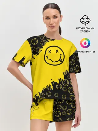 Женская пижама с шортами / Nirvana Smile | Нирвана Рваный Паттерн