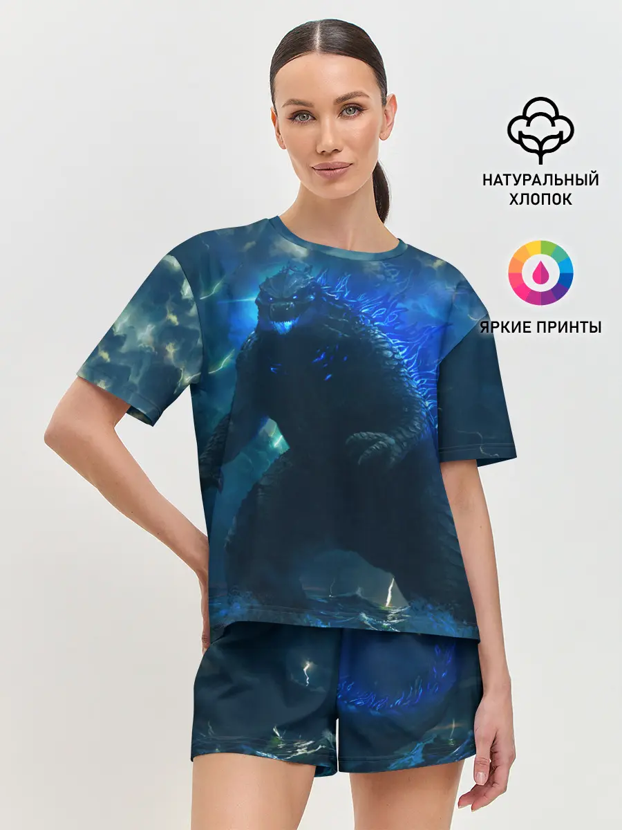 Женская пижама с шортами / ГОДЗИЛЛА В МОРЕ