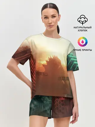 Женская пижама с шортами / ГОДЗИЛЛА РАЗРУШАЕТ ГОРОД