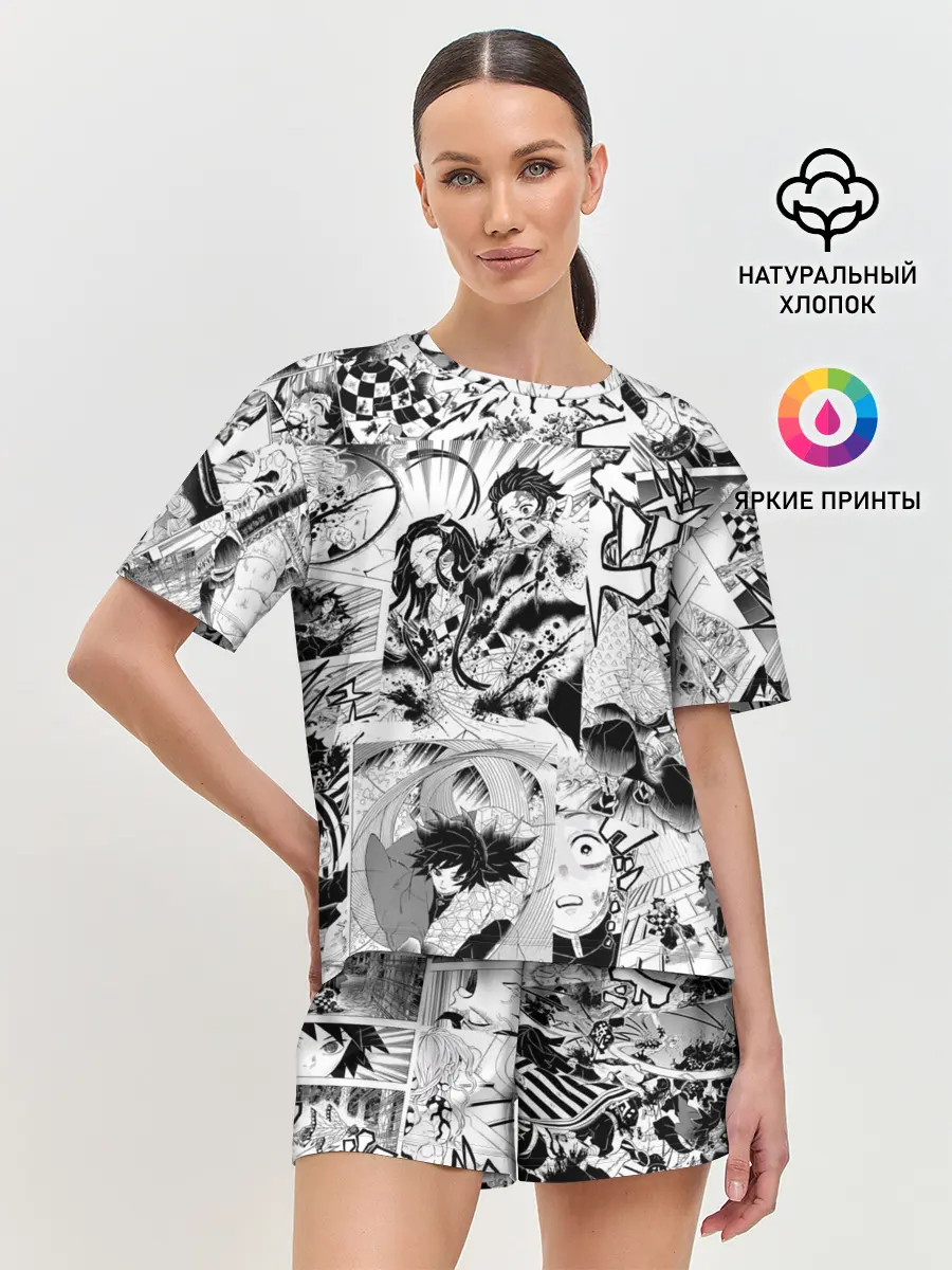 Женская пижама с шортами / Клинок, рассекающий демонов, МАНГА