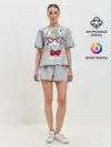 Женская пижама с шортами / Белый тигр с красным бантом