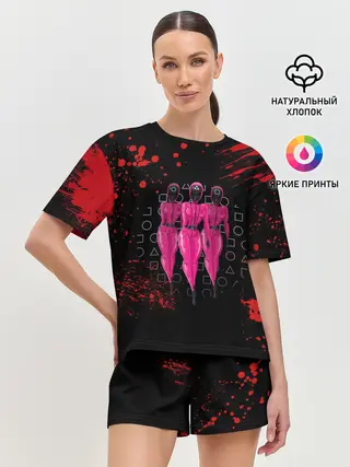 Женская пижама с шортами / ГОРЯЧАЯ ОХРАНА | КРУГ ТРЕУГОЛЬНИК КВАДРАТ