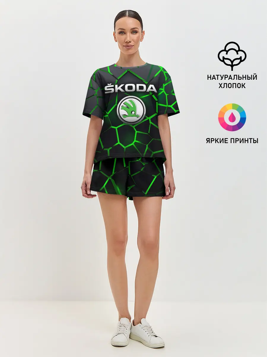 Женская пижама с шортами / Skoda 3D плиты с подсветкой
