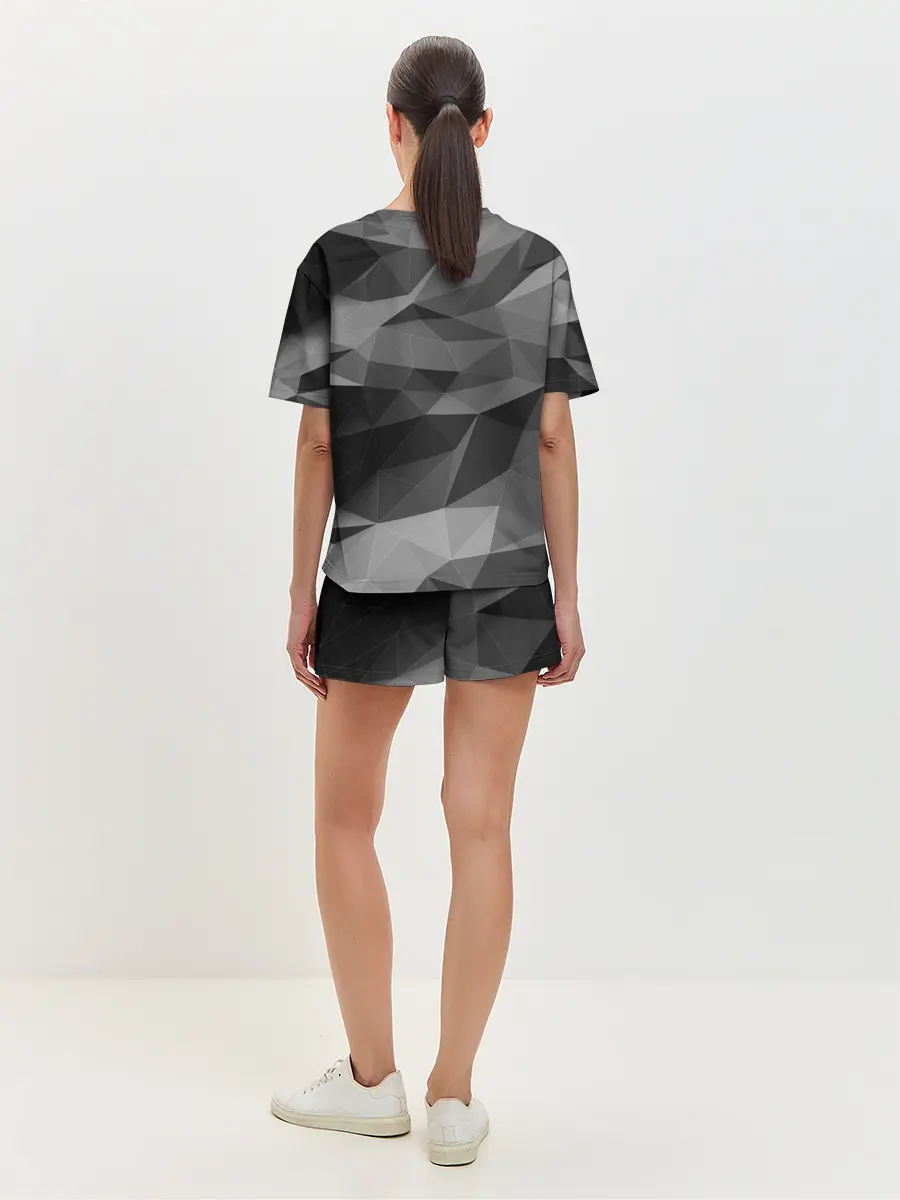 Женская пижама с шортами / gray abstraction серая абстракция