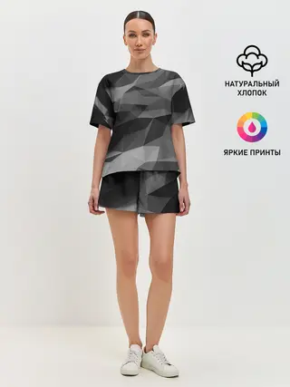 Женская пижама с шортами / gray abstraction серая абстракция