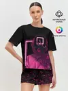 Женская пижама с шортами / ИГРА В КАЛЬМАРА НЕОН, СТРАЖ КВАДРАТ 029