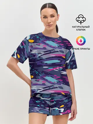 Женская пижама с шортами / Космический абстрактный паттерн