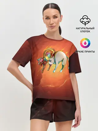 Женская пижама с шортами / Cat 50/50