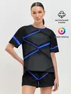 Женская пижама с шортами / 3d неоновый черный принт плиты