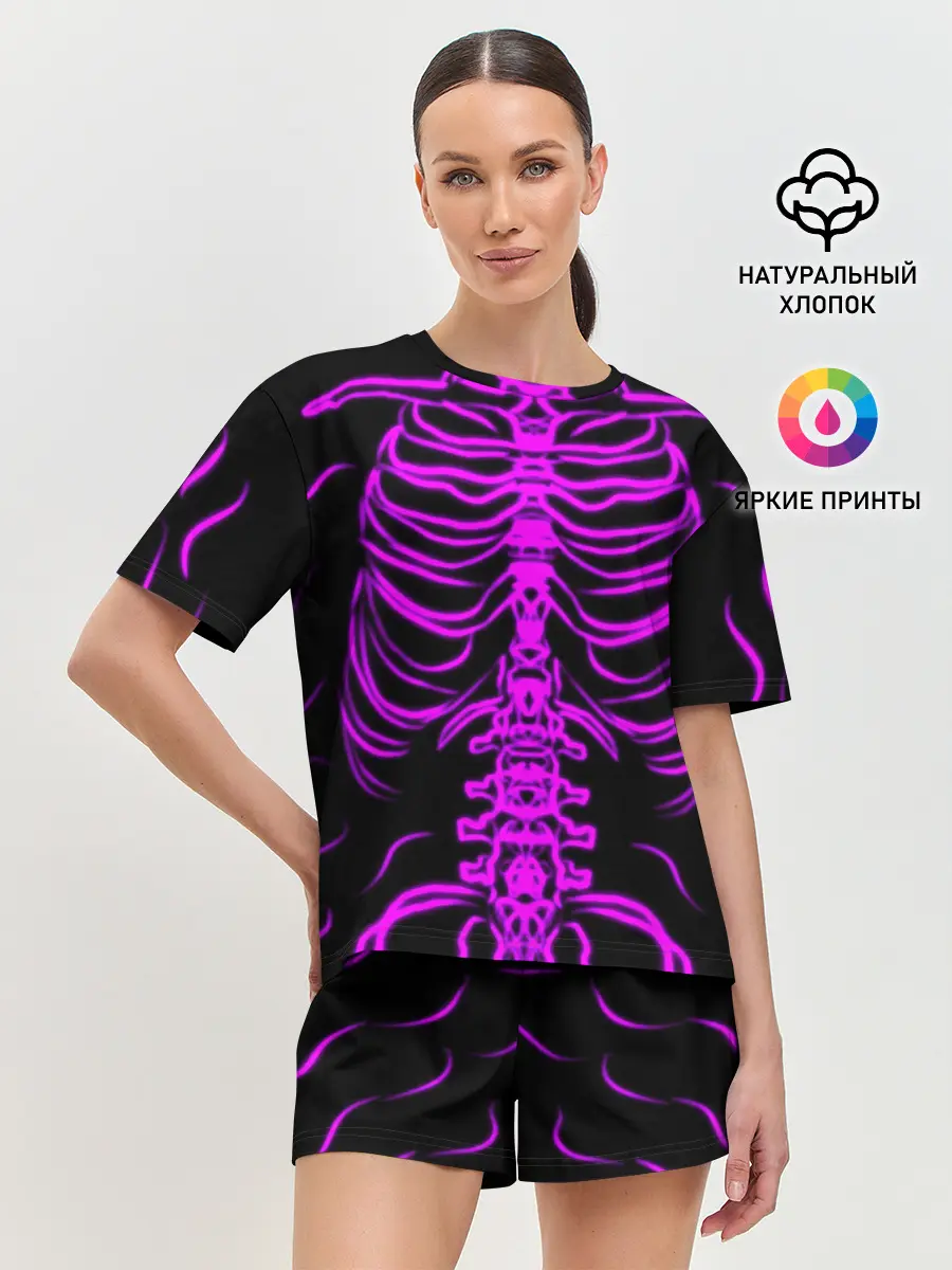 Женская пижама с шортами / Розовые кости