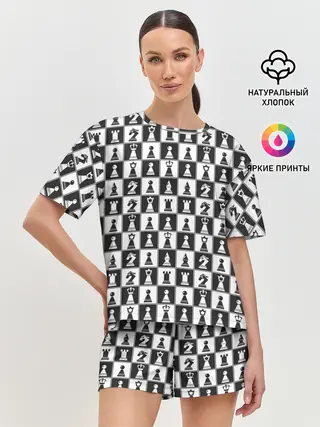 Женская пижама с шортами / Шахматы