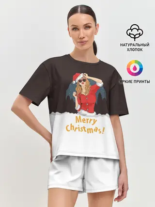 Женская пижама с шортами / Снегурка