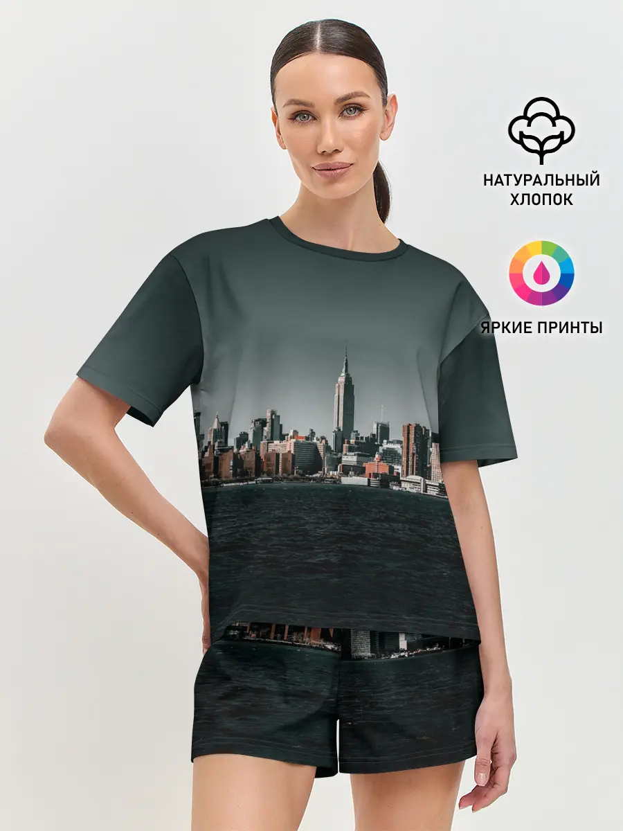Женская пижама с шортами / Вид на Нью Йорк