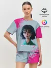 Женская пижама с шортами / 067 | Розовые брызги