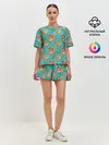 Женская пижама с шортами / Рождественские пряники паттерн
