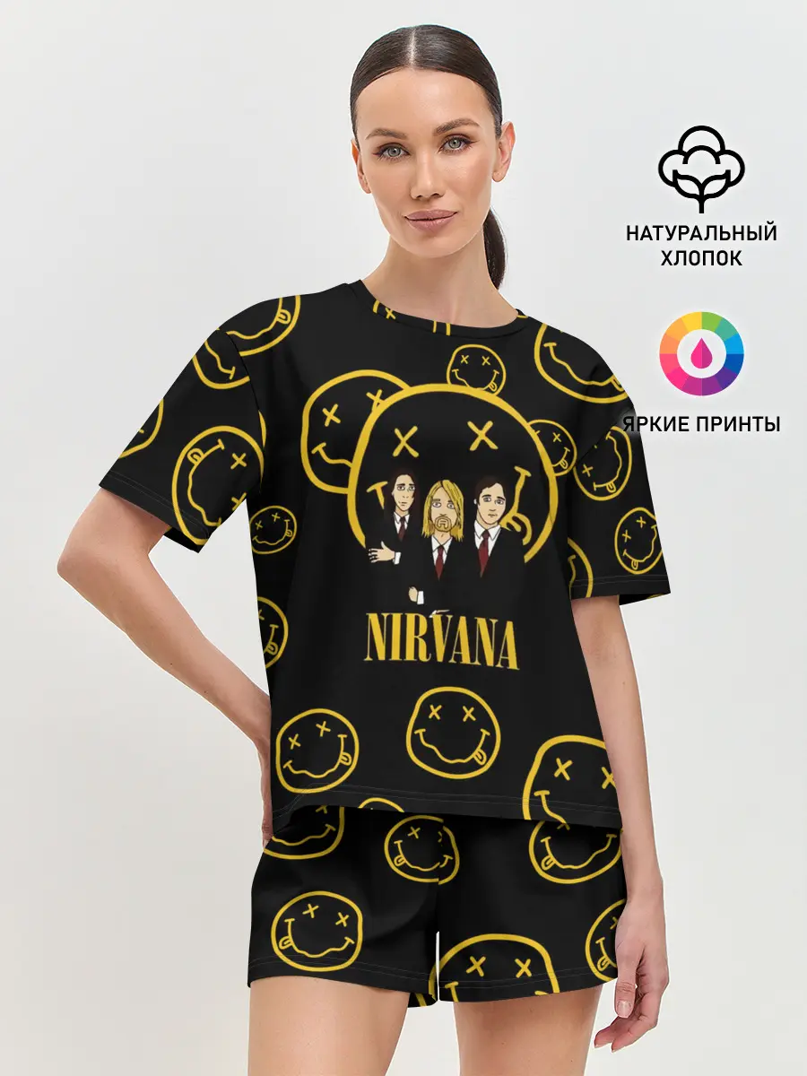 Женская пижама с шортами / Арт на группу Nirvana