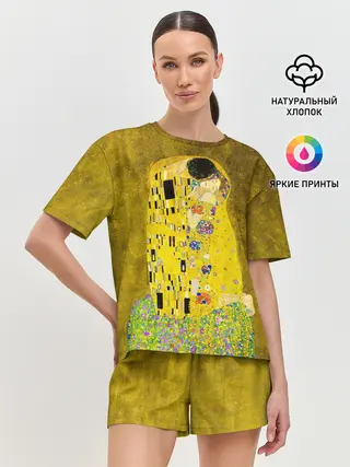 Женская пижама с шортами / Влюблённые поцелуй художник Климт