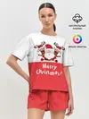 Женская пижама с шортами / Санта с 2 Оленями