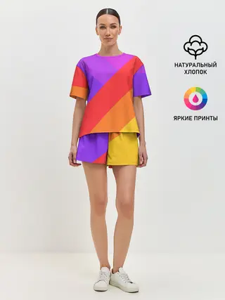 Женская пижама с шортами / РАДУЖНАЯ ГЕОМЕТРИЯ / RAINBOW GEOMETRY