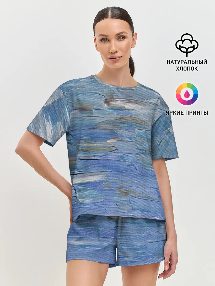 Женская пижама с шортами / Мазки красок