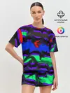 Женская пижама с шортами / Абстрактный узор цветных оттенков
