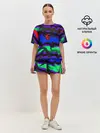 Женская пижама с шортами / Абстрактный узор цветных оттенков