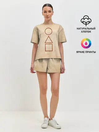 Женская пижама с шортами / ИГРА В КАЛЬМАРА, ФИГУРЫ ИГРЫ