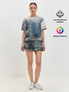 Женская пижама с шортами / Зимний пейзаж картина маслом