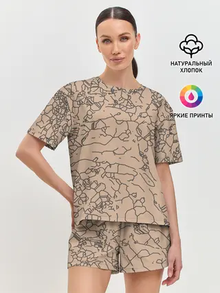 Женская пижама с шортами / Рисованный камень