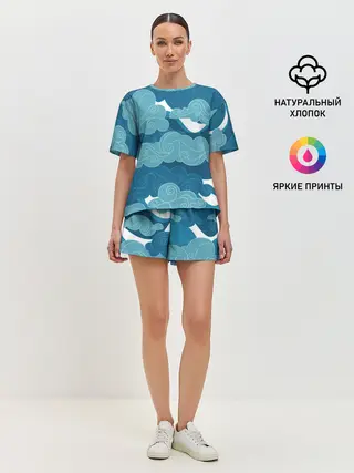 Женская пижама с шортами / Облака Греции