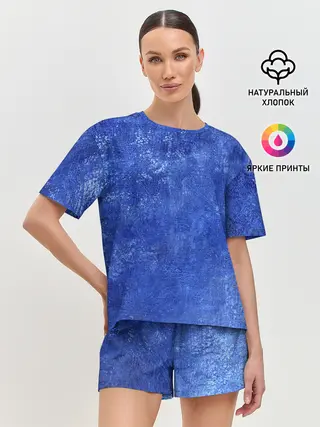 Женская пижама с шортами / Ночная синева
