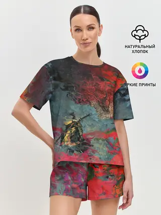 Женская пижама с шортами / Sekiro Самурай против дракона