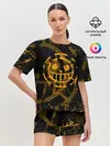 Женская пижама с шортами / ВАН ПИС ПИРАТЫ ЖЁЛТЫЙ ЛОГО