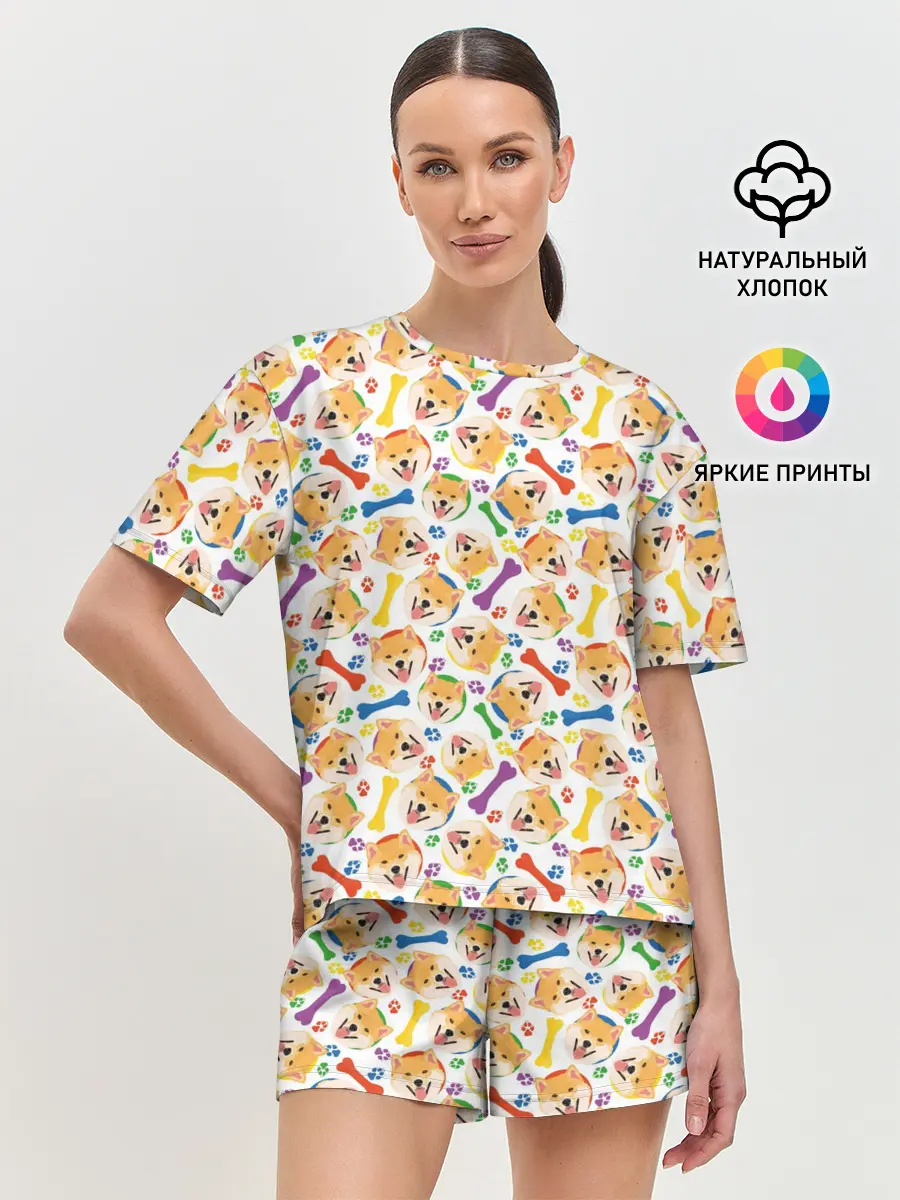 Женская пижама с шортами / Сиба Ину