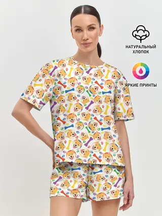 Женская пижама с шортами / Сиба Ину