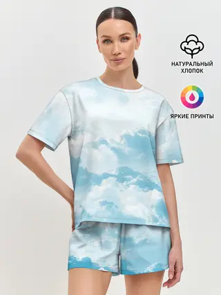 Женская пижама с шортами / Плотные облака
