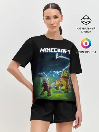 Женская пижама с шортами / Бой Стива с Крипером под ударом молнии