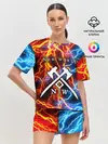 Женская пижама с шортами / NEW WORLD / НЬЮ ВОРЛД / МОЛНИИ